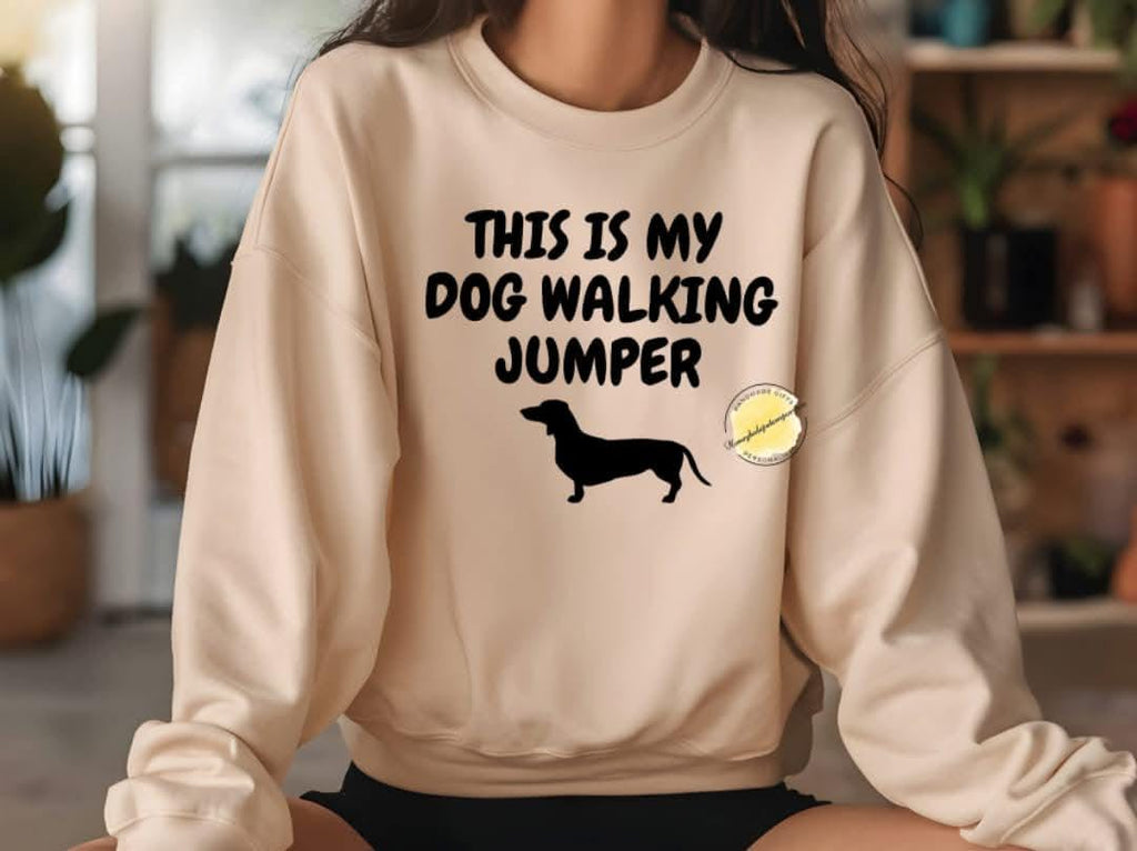 Dachshund Dog Walking Sweatshirt: Cozy Oversized Crewneck
