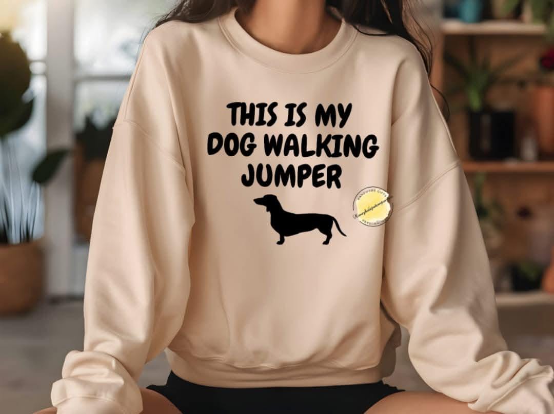 Dachshund Dog Walking Sweatshirt: Cozy Oversized Crewneck
