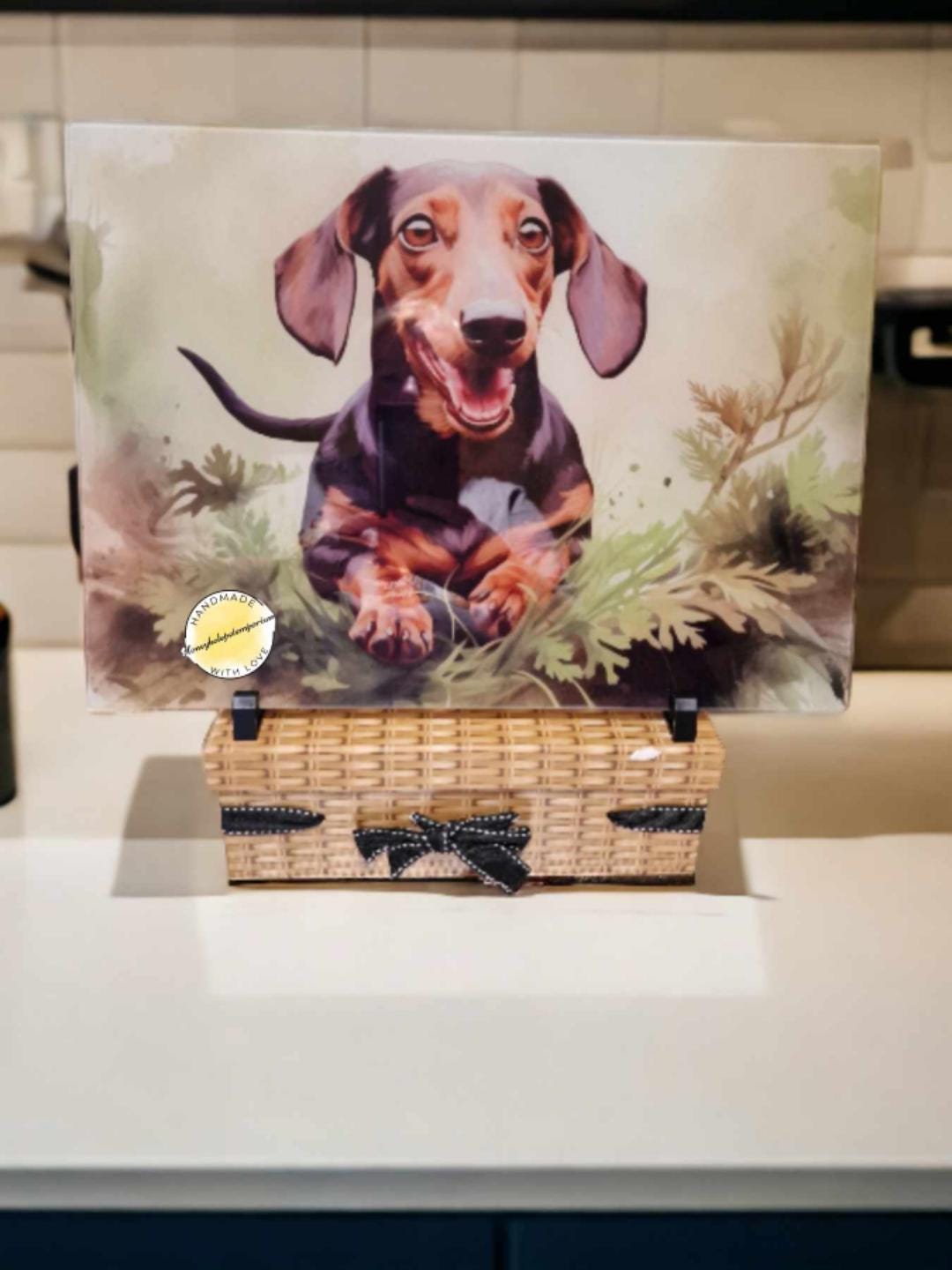 Dachshund Glass Chopping Board: Sausage Dog Kitchen Decor
